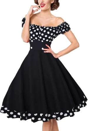 Flowy Party Dresses for Women Classy Polka Dots Off Shoulder Empire Waist Beach Dress Work Travel Resort Wear for Women 2025