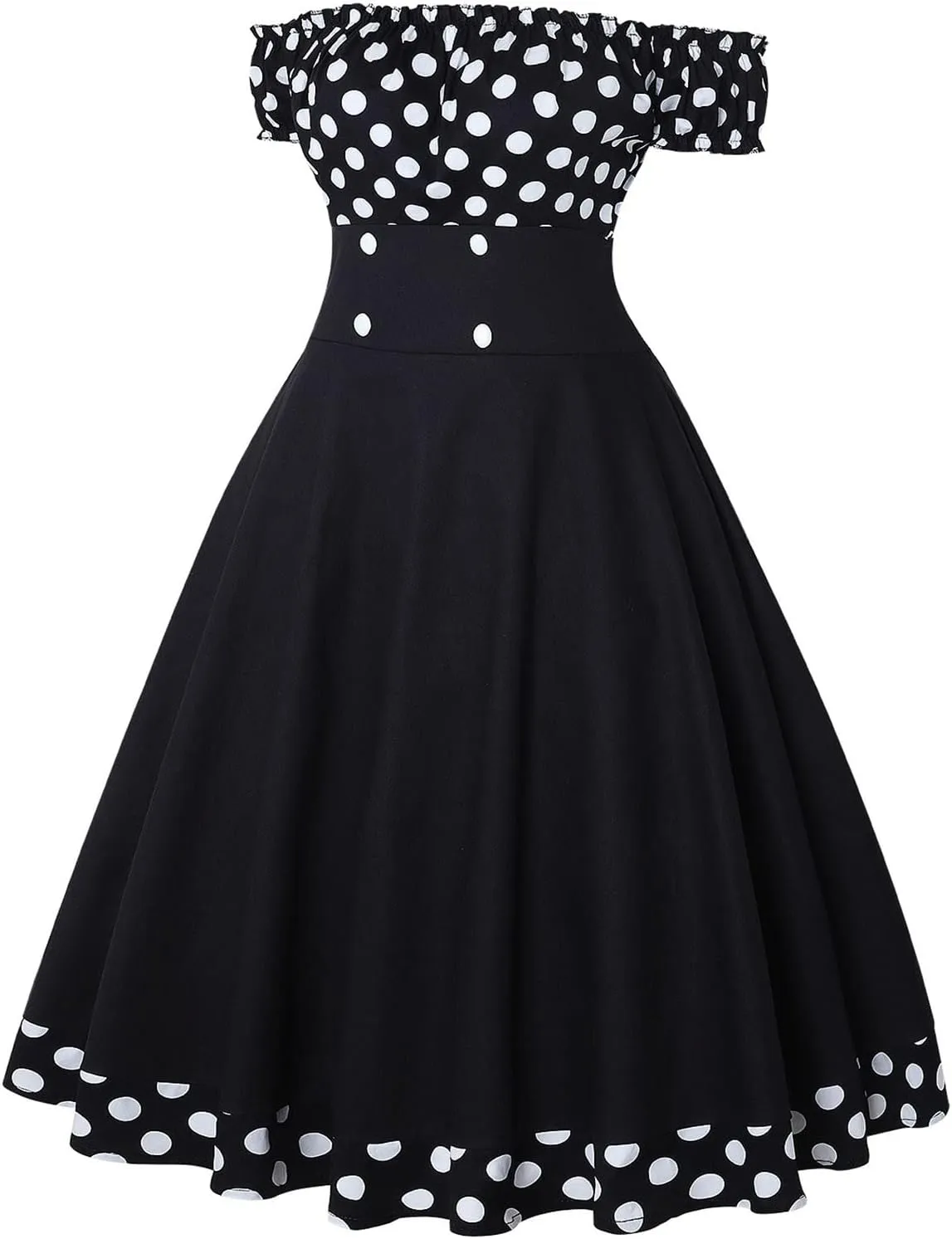 Flowy Party Dresses for Women Classy Polka Dots Off Shoulder Empire Waist Beach Dress Work Travel Resort Wear for Women 2025