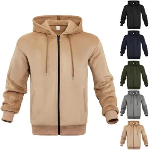 FMCHICO Hoodies for Men Full Zip Up Sherpa Lined Jackets Casual Loose Fit Lightweight Sports Coats