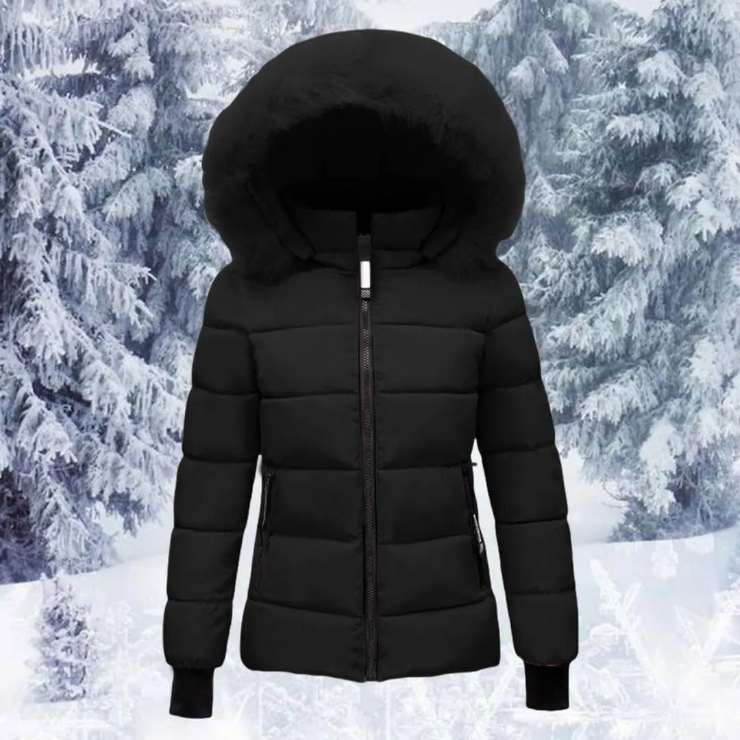 FMCHICO Women's Winter Puffer Coat Thicken Down Jacket Waterproof Faux Fur Detachable Hooded Parka
