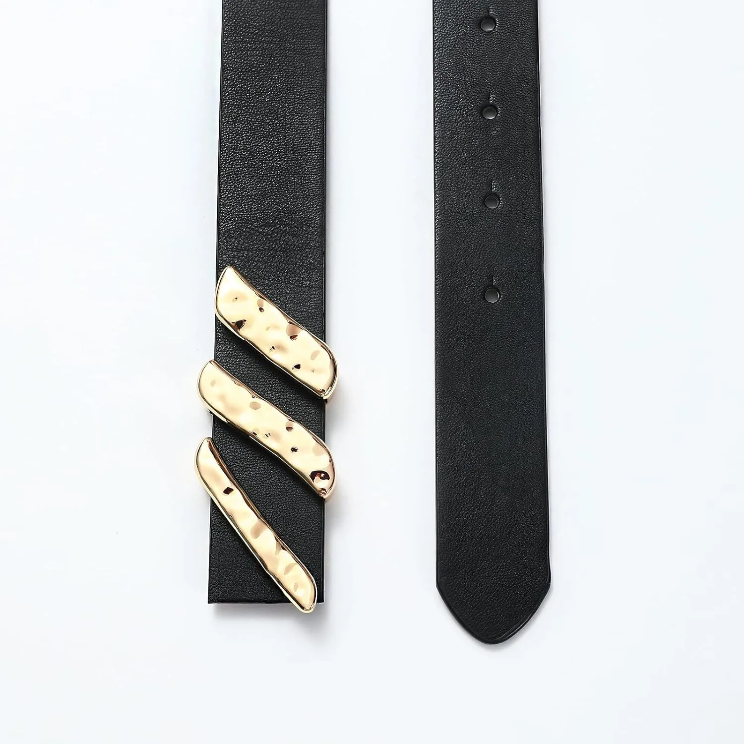 Genuine Leather Belt for Women Black Real Leather With Gold Metal Buckle Luxury Casual Fashion Belts