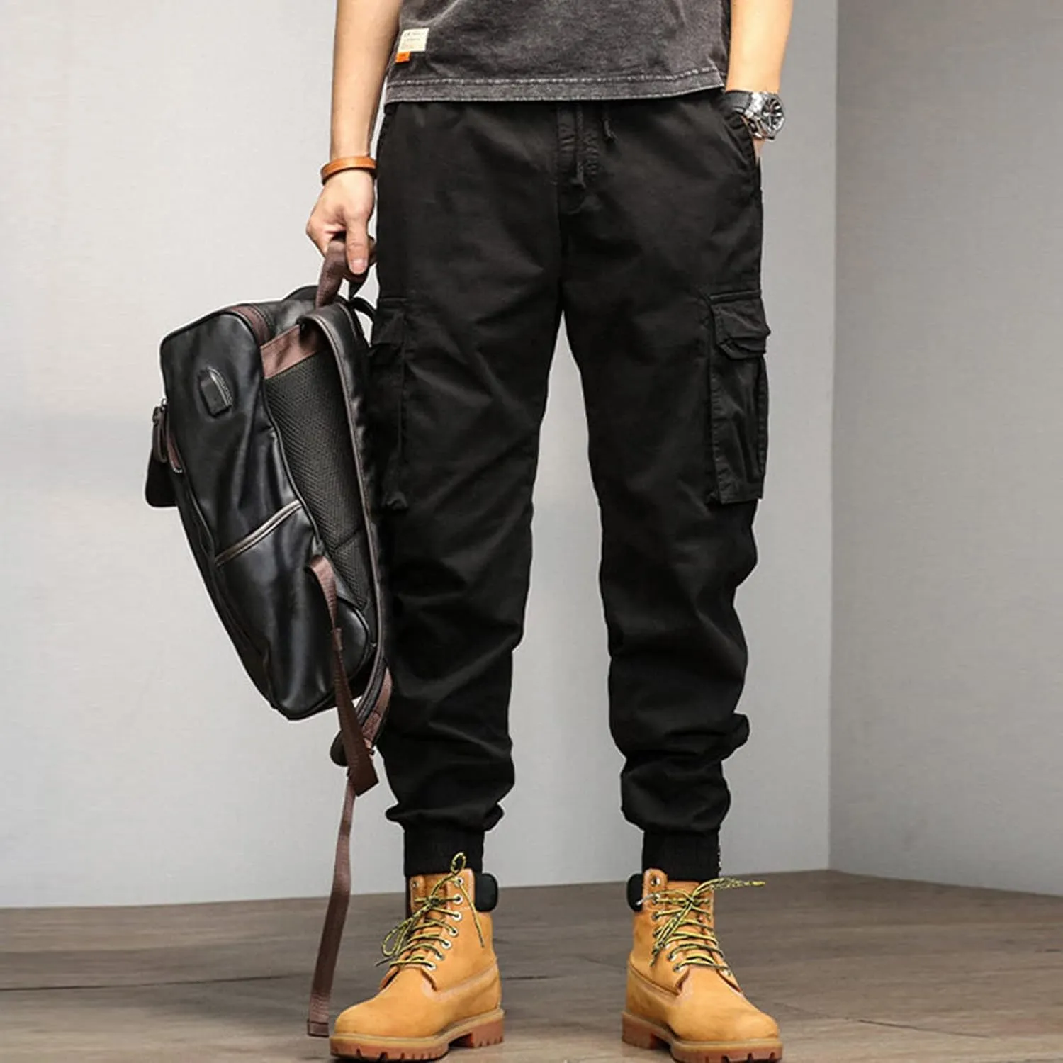GIERIDUC Men's Essentials Fleece Sweatpants Mens Relaxed Fit Khaki Pants Tactical Work Pants for Men Olive Green Chino Pants