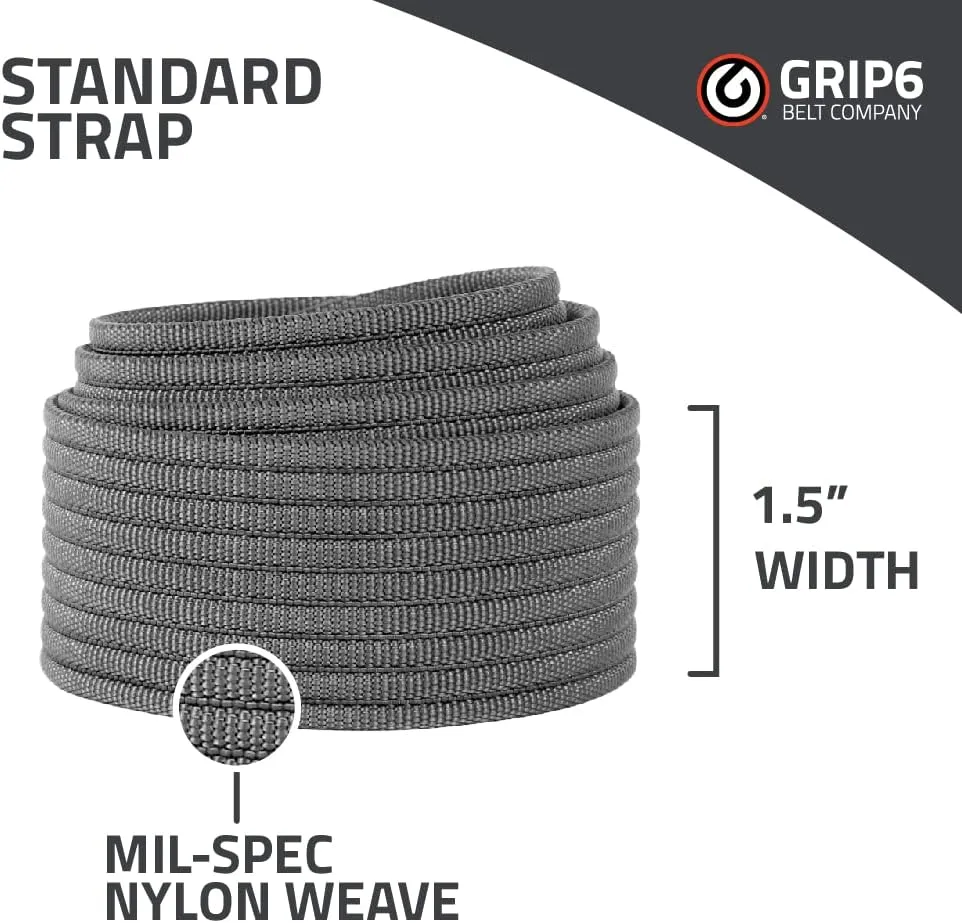 GRIP6 Gunmetal Belt: Durable Belts for Men & Women, Versatile Nylon Tactical Belt for Work, Golf, Casual & Outdoor Use