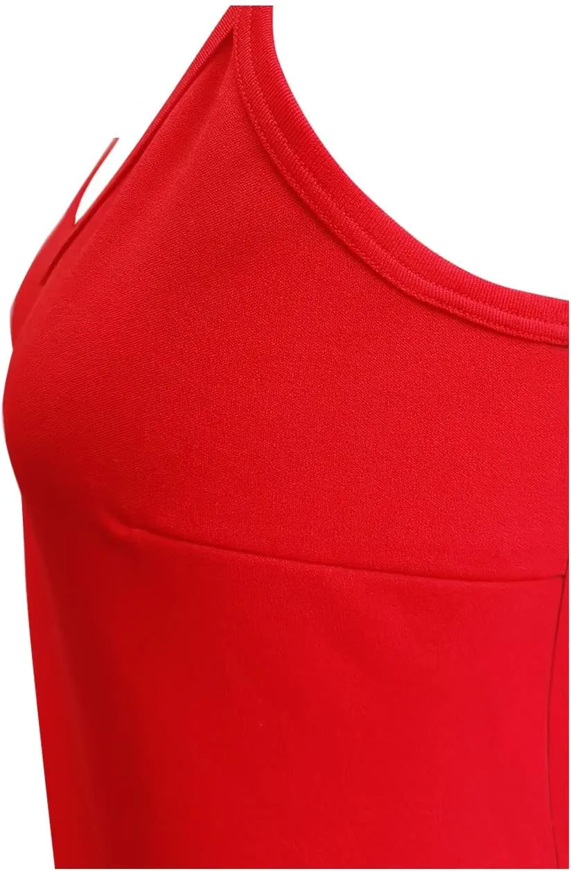 Hanpceirs Women's Basic Bodycon Dresses Cami Slip Spaghetti Strap Tank Casual Club Mini Dress