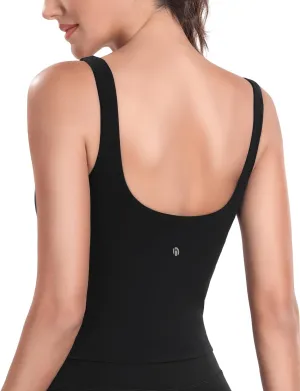 HeyNuts Zeal Bra Longline Classic U Back Medium Impact Wirefree Sports Bras, Workout Tank Tops with Removable Pads A-C Cups