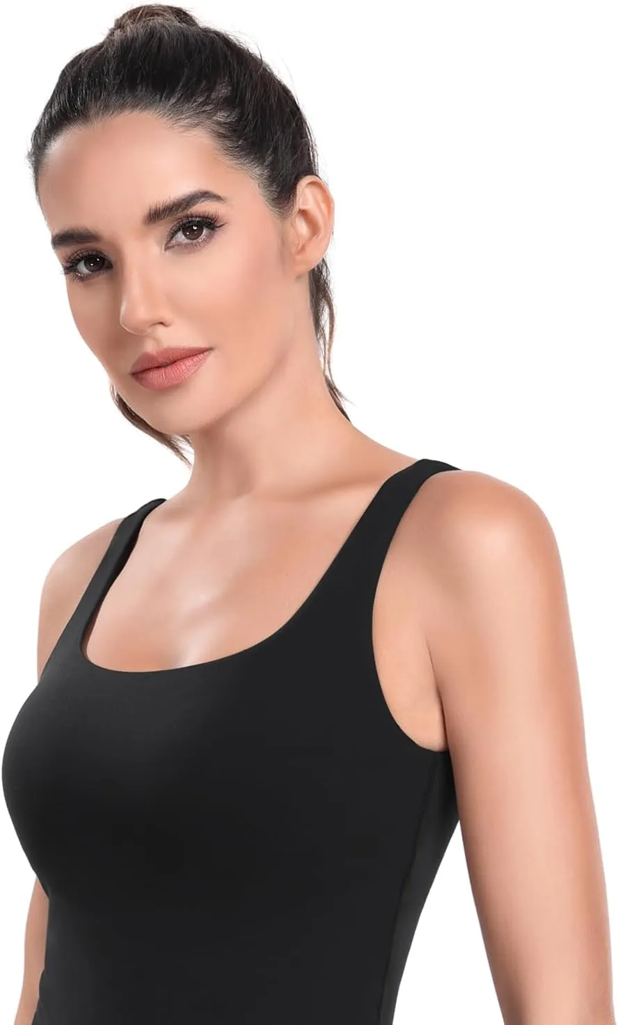 HeyNuts Zeal Bra Longline Classic U Back Medium Impact Wirefree Sports Bras, Workout Tank Tops with Removable Pads A-C Cups