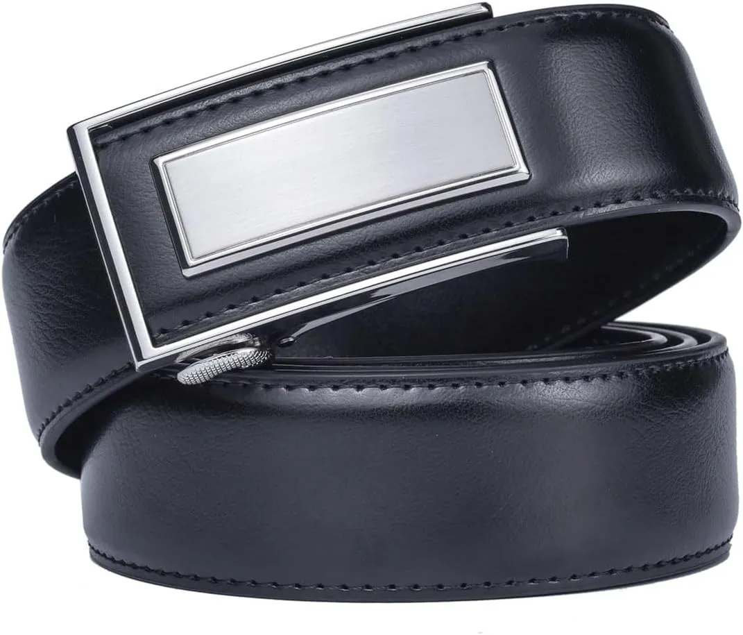 Hgvcfcv Men's Leather Ratchet Dress Belt With Adjustable Automatic Sliding Buckle Mens Belt