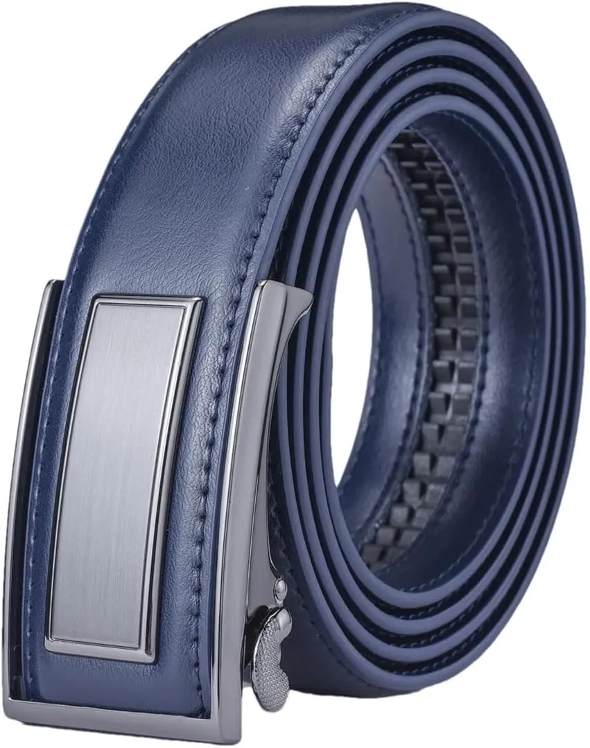 Hgvcfcv Men's Leather Ratchet Dress Belt With Adjustable Automatic Sliding Buckle Mens Belt