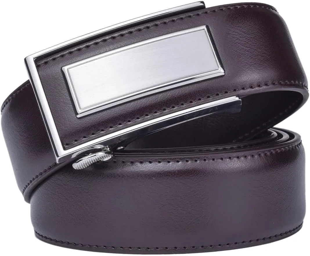 Hgvcfcv Men's Leather Ratchet Dress Belt With Adjustable Automatic Sliding Buckle Mens Belt