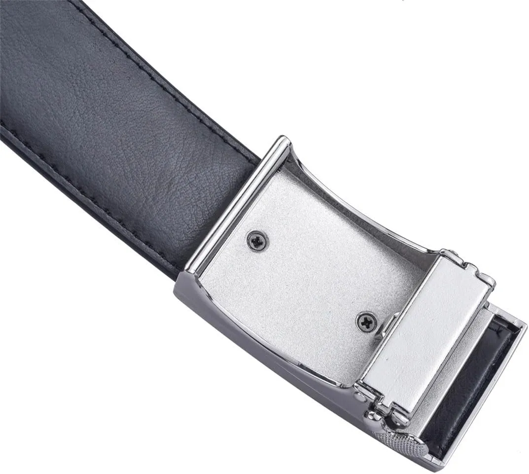 Hgvcfcv Men's Leather Ratchet Dress Belt With Adjustable Automatic Sliding Buckle Mens Belt