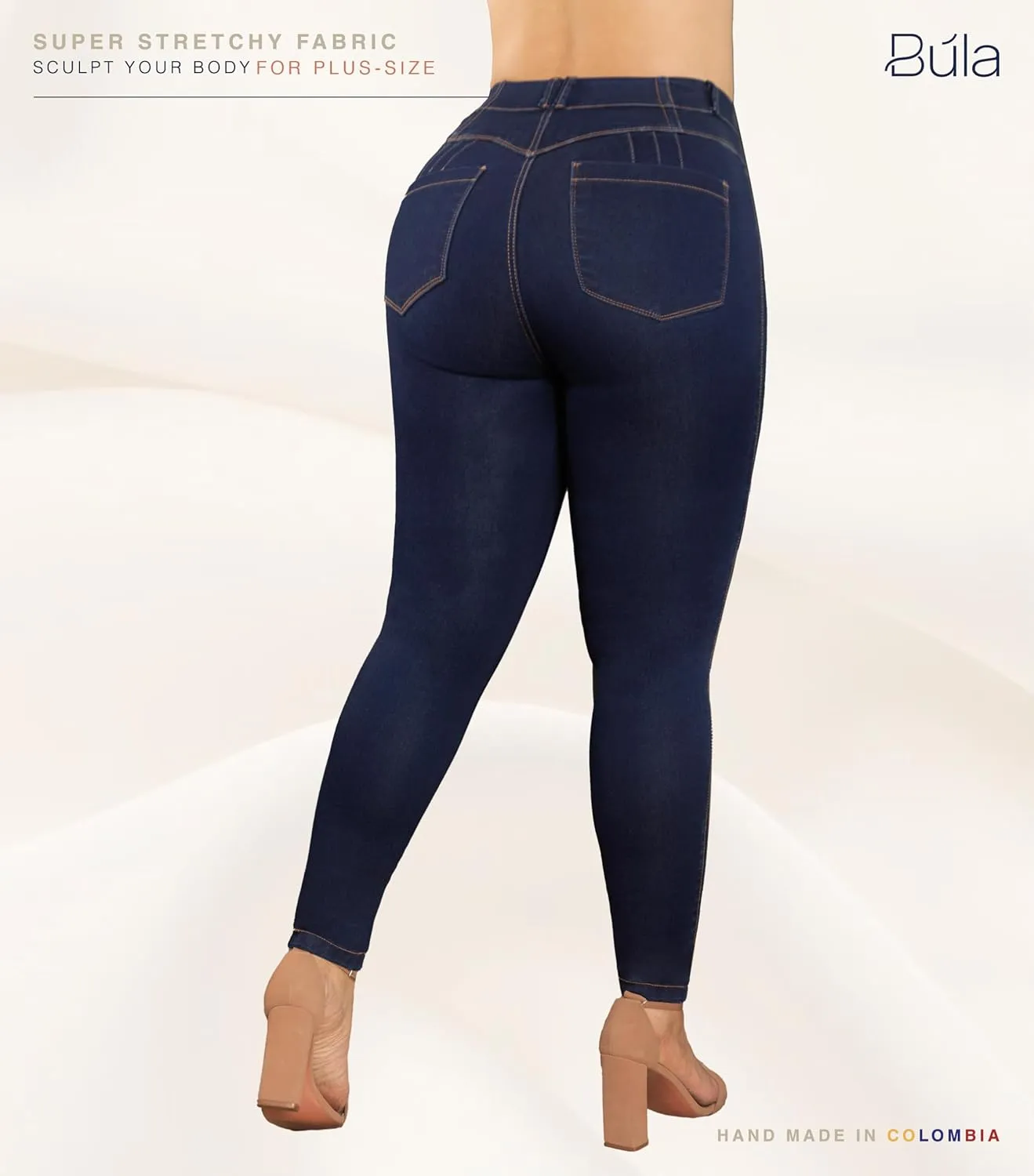 High-Rise Push-Up Jeans Pantalones Levanta Cola Colombianos Originales