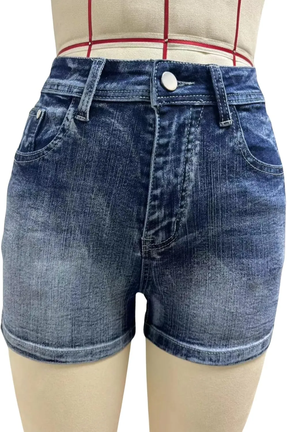 High Waisted Jean Shorts for Women Stretchy Distressed Skinny Denim Shorts Ripped Summer Shorts Embroided Pockets