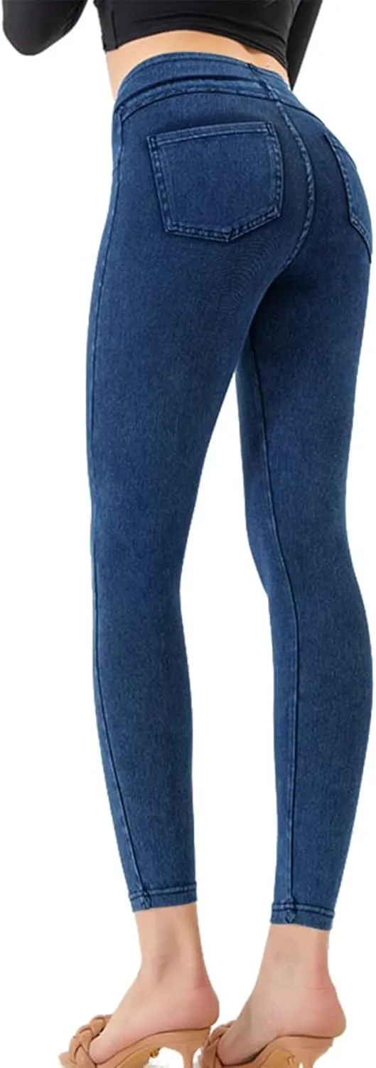 High Waisted Skinny Butt Lifting Jeans Leggings Tummy Control Jeggings for Women with Pockets