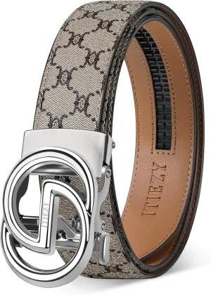 ITIEZY Ratchet Belts for Men - Leather Click Belt for Casual Dress 1 3/8", Mens Adjustable Belt Trim to Fit
