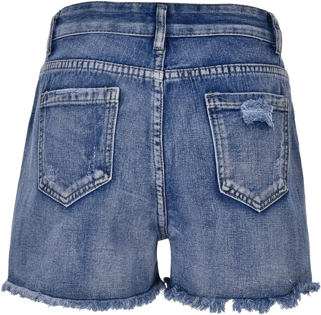 Jean Shorts for Women Denim High Waisted Stretchy Summer 2024 Casual Frayed Denim Short Pull On Hot Shorts Trendy