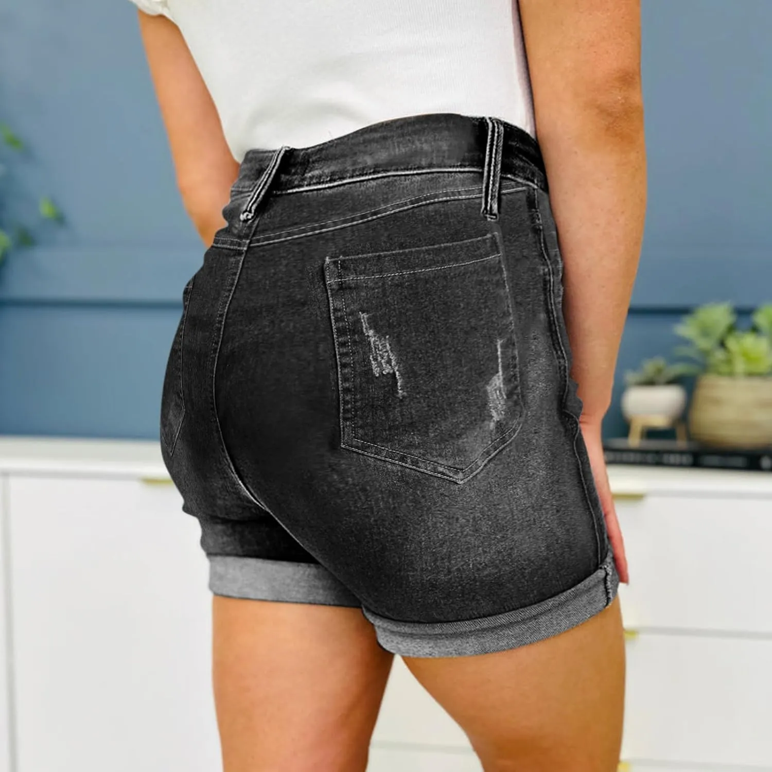 Jean Shorts Womens Comfy Casual High Waisted Denim Shorts Pants with Pockets Trendy