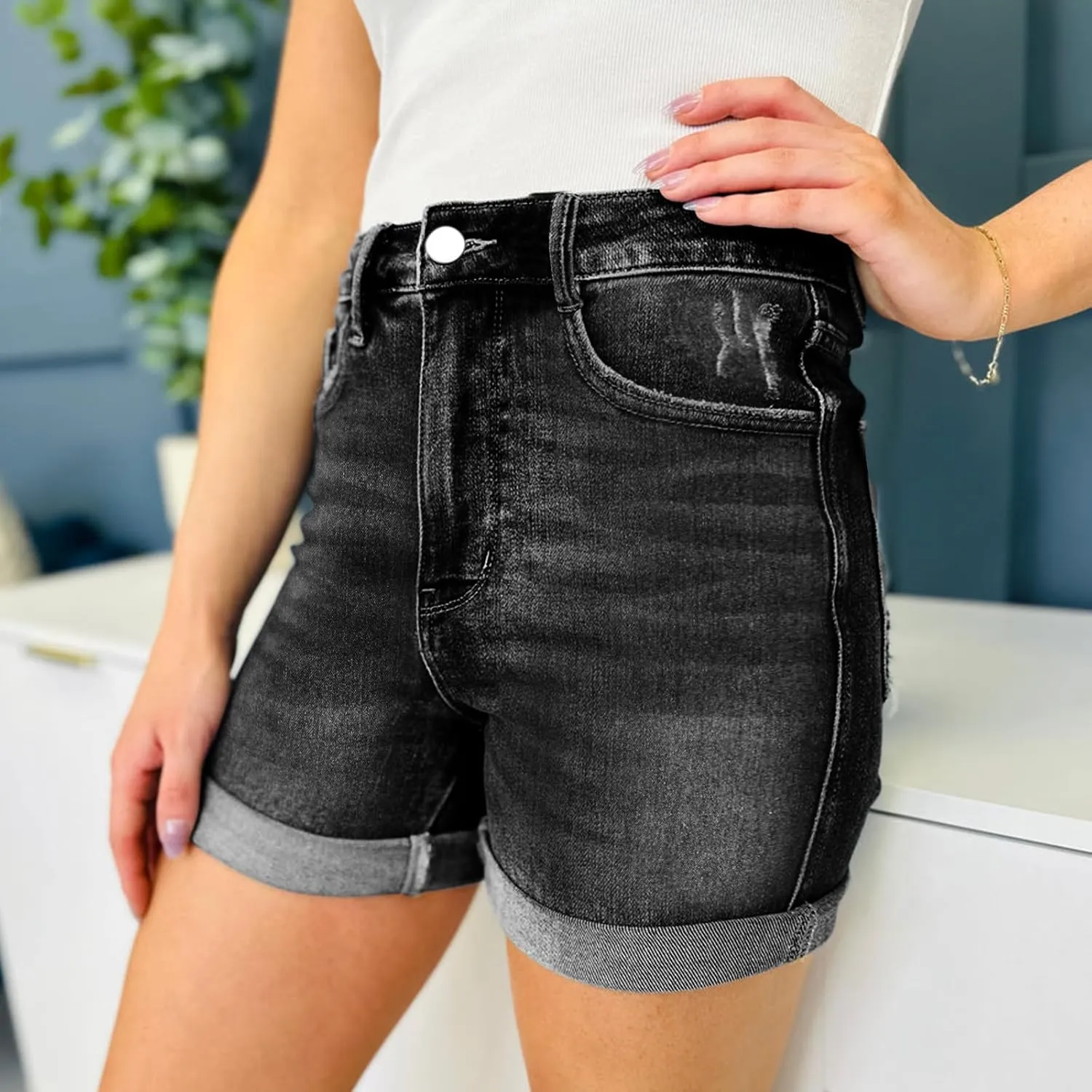 Jean Shorts Womens Comfy Casual High Waisted Denim Shorts Pants with Pockets Trendy