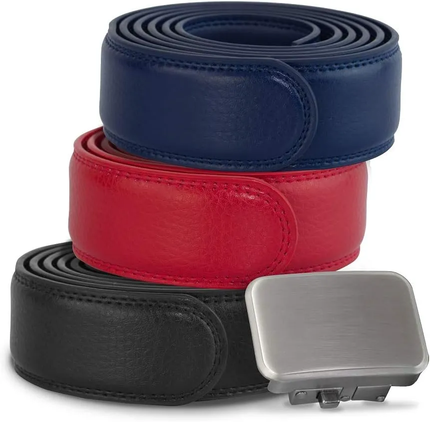 Joseph Elliott Belts Men's Genuine Leather Ratchet Adjustable Golf Belt, College Inspired Colors, 3 Golf Belt Set