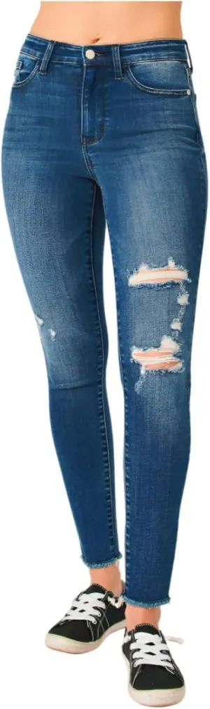Judy Blue High Rise Distressed Skinny Jeans