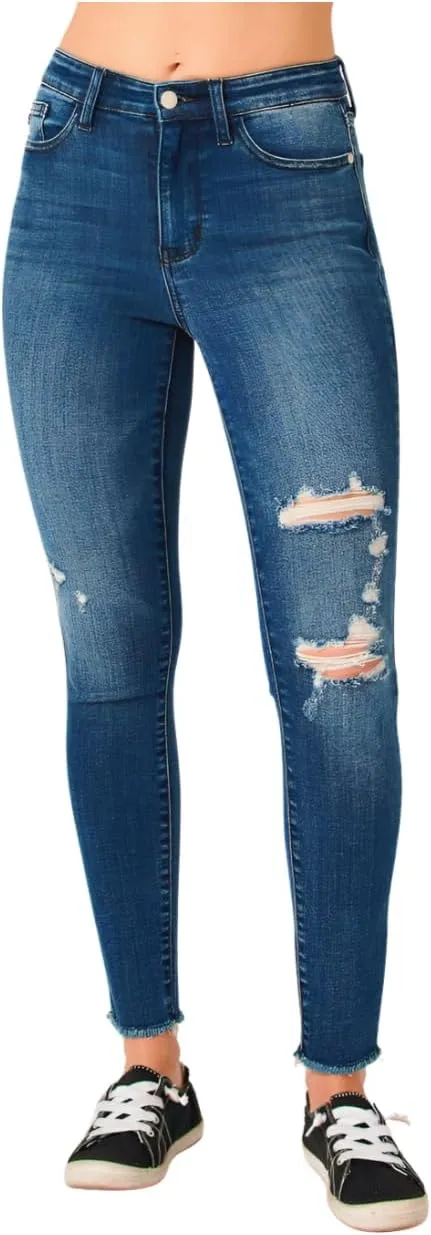 Judy Blue High Rise Distressed Skinny Jeans