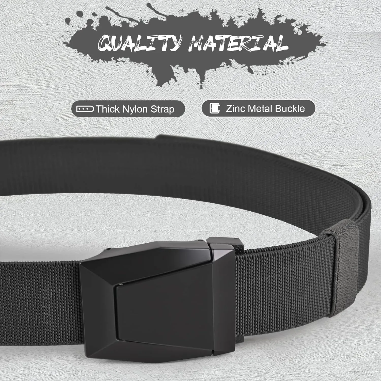 KingMoore Men's Belt - 1.5 inch Military Tactical Stretch Web Nylon Belt with Quick Release Buckle