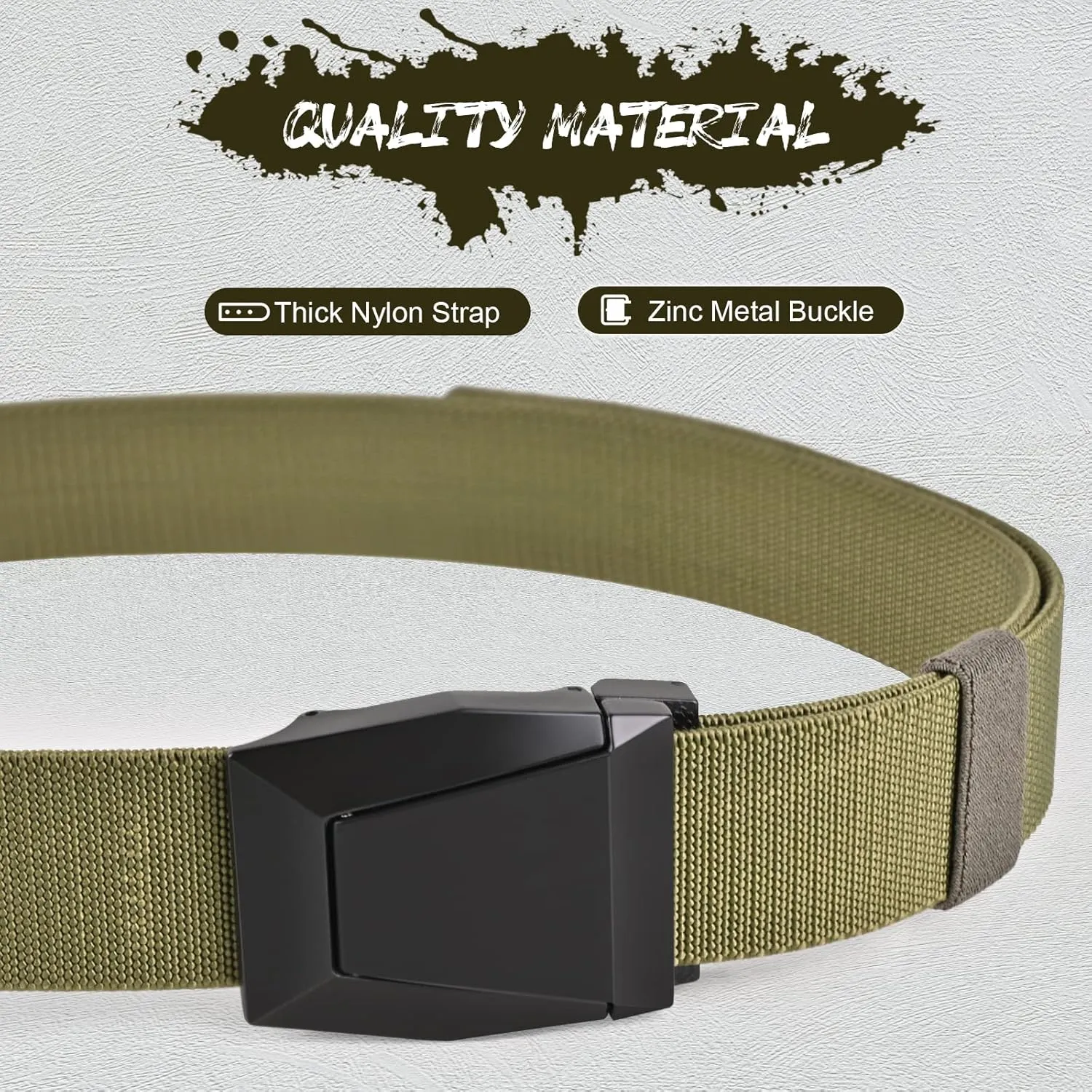 KingMoore Men's Belt - 1.5 inch Military Tactical Stretch Web Nylon Belt with Quick Release Buckle