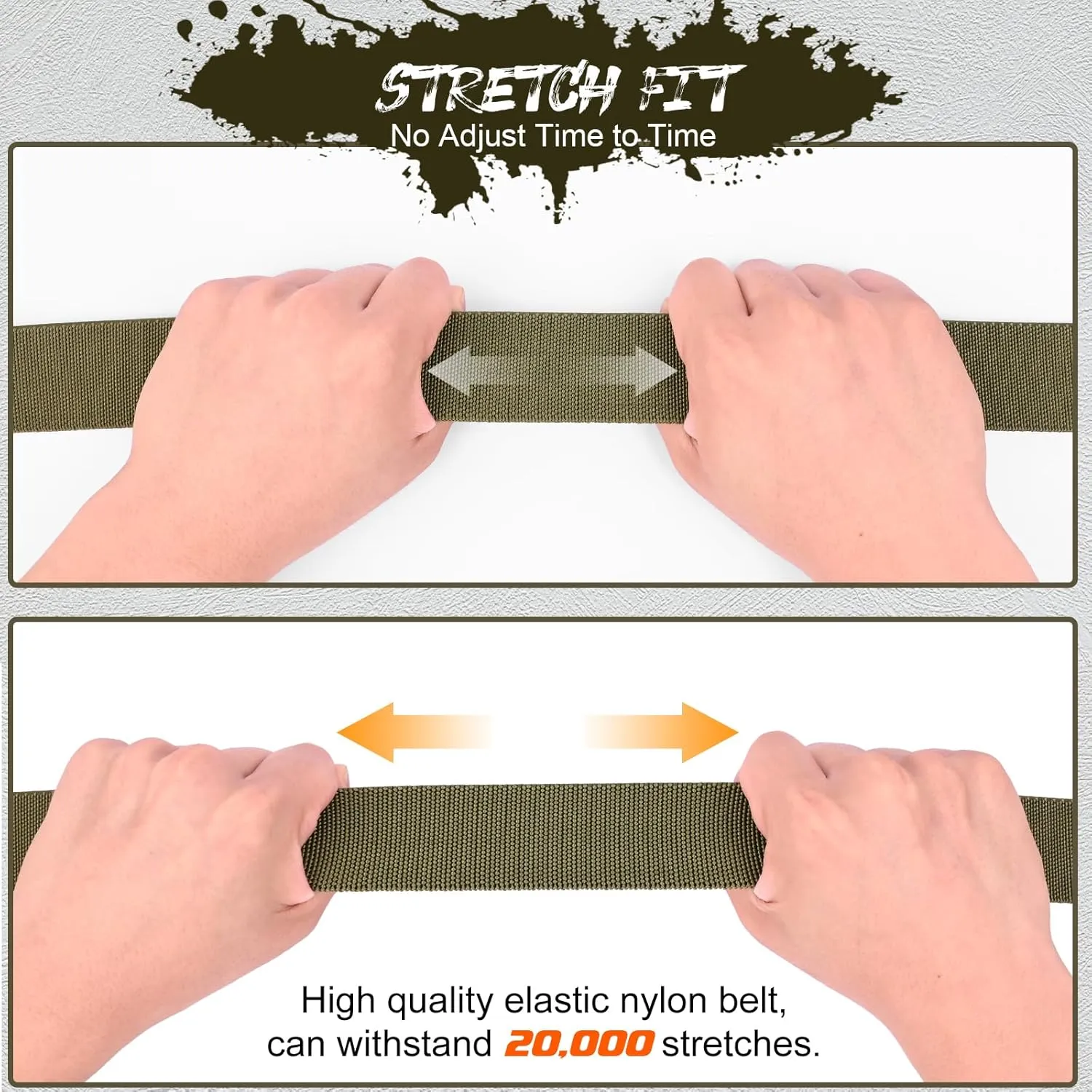 KingMoore Men's Belt - 1.5 inch Military Tactical Stretch Web Nylon Belt with Quick Release Buckle