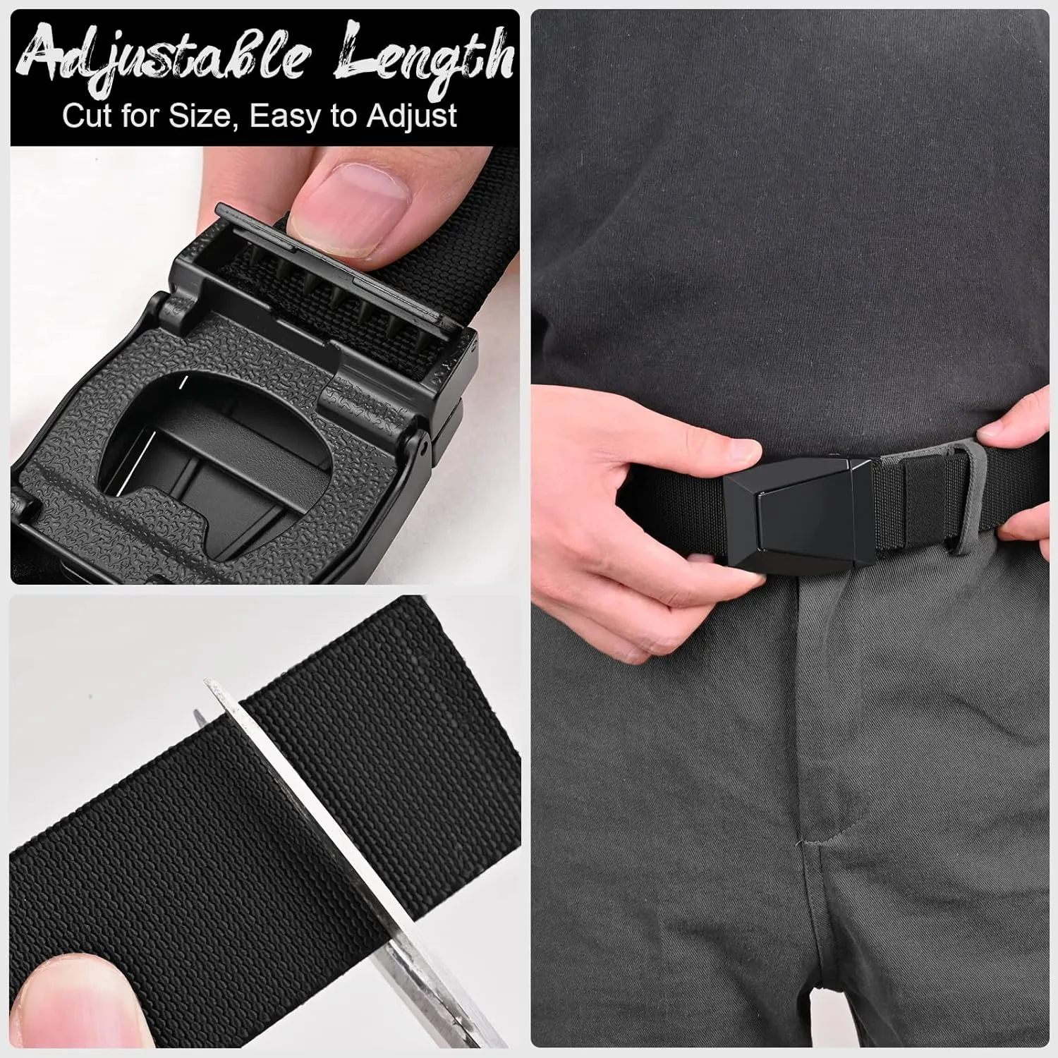 KingMoore Men's Belt - 1.5 inch Military Tactical Stretch Web Nylon Belt with Quick Release Buckle