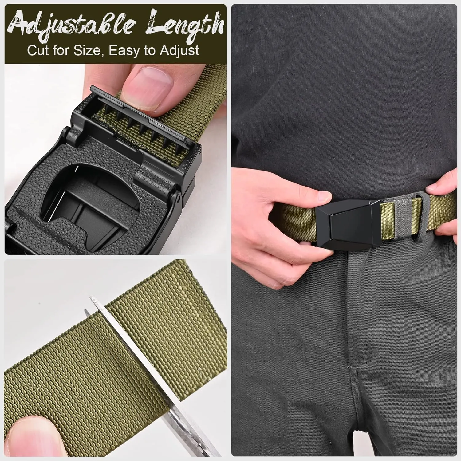 KingMoore Men's Belt - 1.5 inch Military Tactical Stretch Web Nylon Belt with Quick Release Buckle