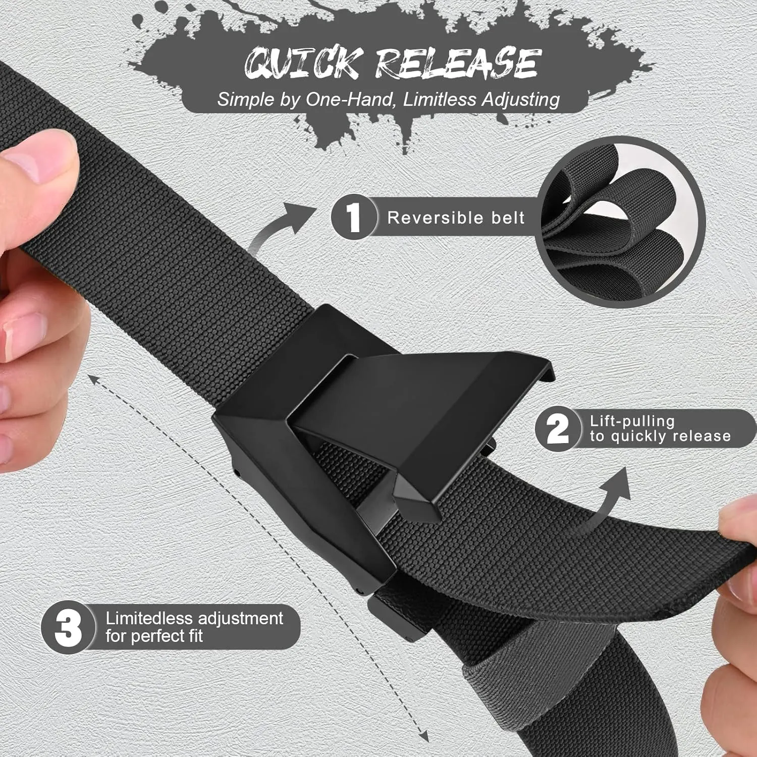 KingMoore Men's Belt - 1.5 inch Military Tactical Stretch Web Nylon Belt with Quick Release Buckle