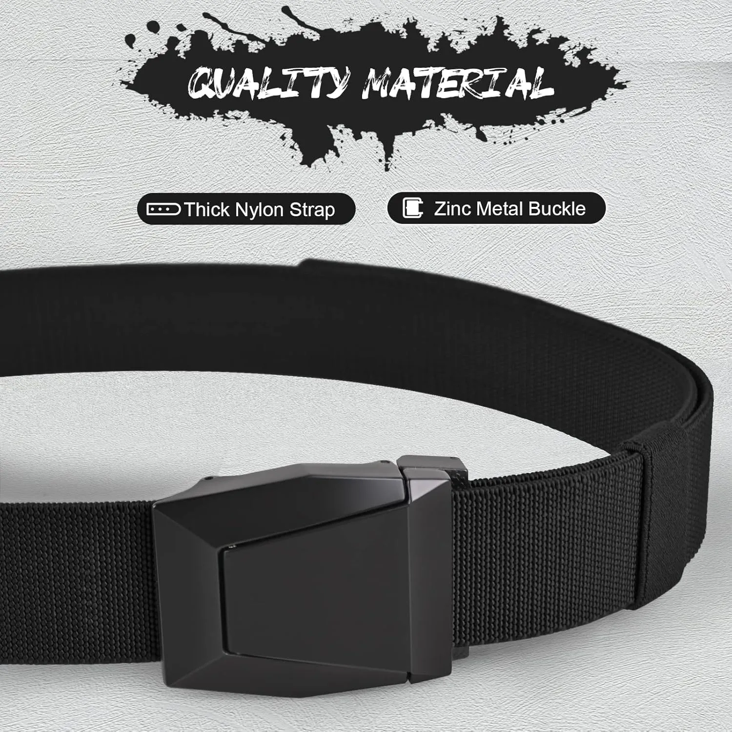 KingMoore Men's Belt - 1.5 inch Military Tactical Stretch Web Nylon Belt with Quick Release Buckle