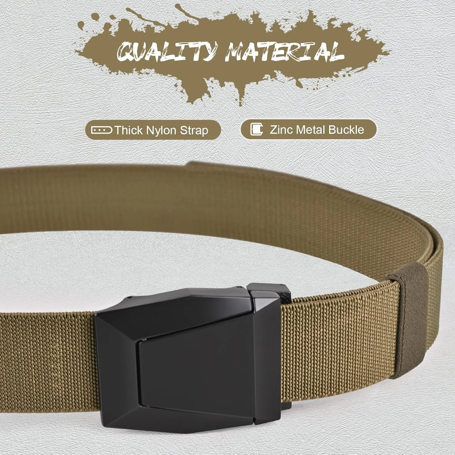 KingMoore Men's Belt - 1.5 inch Military Tactical Stretch Web Nylon Belt with Quick Release Buckle