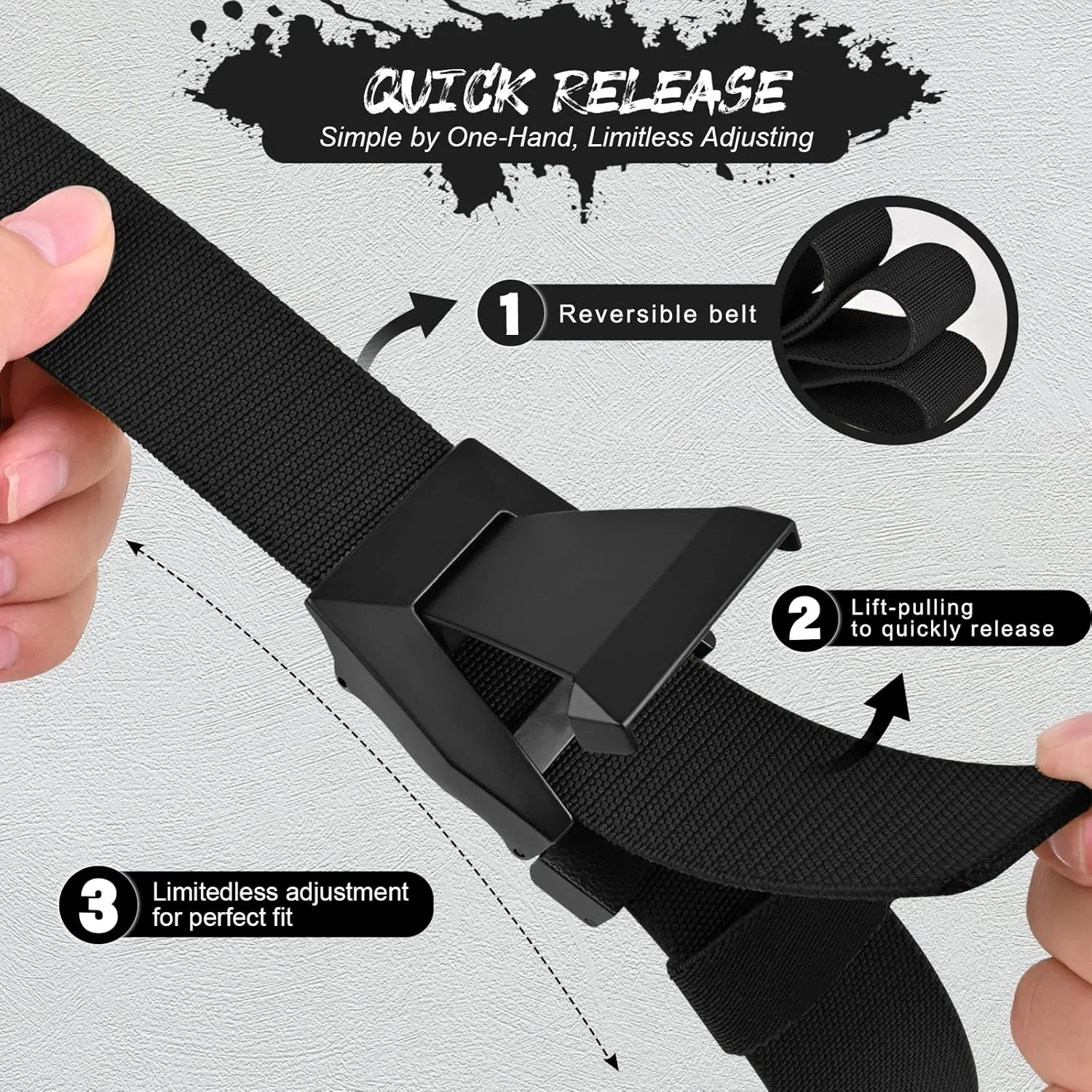 KingMoore Men's Belt - 1.5 inch Military Tactical Stretch Web Nylon Belt with Quick Release Buckle