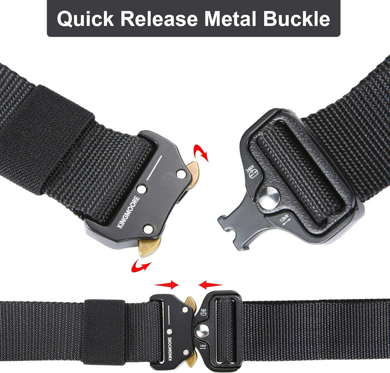 KingMoore Men's Tactical Belt Heavy Duty Webbing Belt Adjustable Military Style Nylon Belts