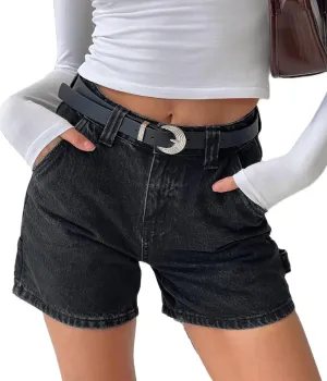 KMBANGI Y2k Women Jean Shorts High Waisted Carpenter Denim Shorts with Pockets Trendy Fashion Summer Shorts