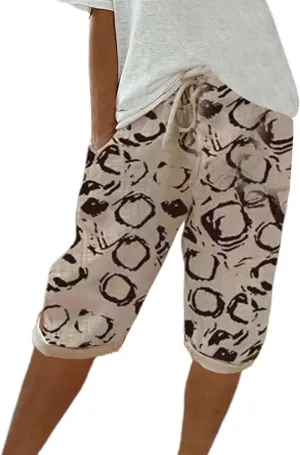 Linen Capri Pants Women Summer Linen Pants Casual with Pockets Lounge Casual Pant Going Out Drawstring Trousers