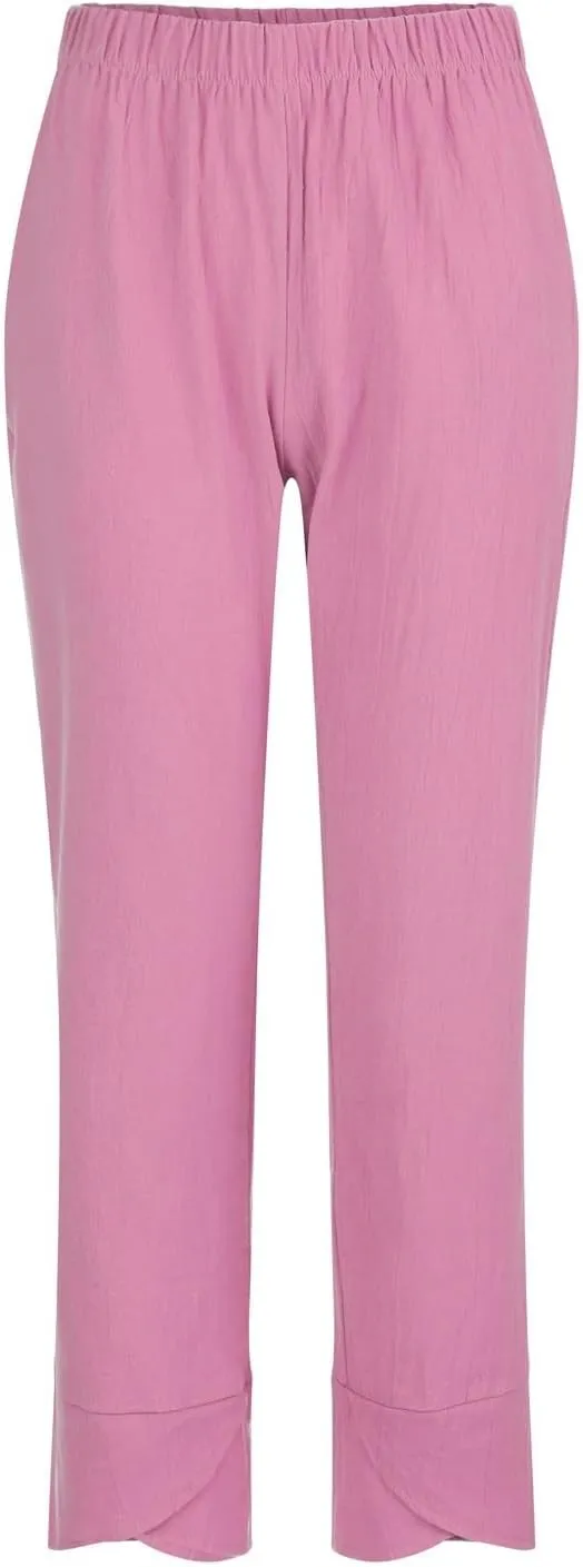 Linen Pants Women Pants Casual Cropped Baggy Trousers Elastic Waisted Yoga Comfy Casual Pants
