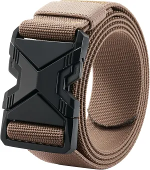LionVII Heavy Duty Quick Release Belt, Elastic Stretch 1.5" Web Work Belts with Alloy Buckle for Waist Size 28-48"