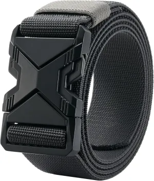LionVII Heavy Duty Quick Release Belt, Elastic Stretch 1.5" Web Work Belts with Alloy Buckle for Waist Size 28-48"