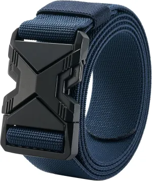 LionVII Heavy Duty Quick Release Belt, Elastic Stretch 1.5" Web Work Belts with Alloy Buckle for Waist Size 28-48"