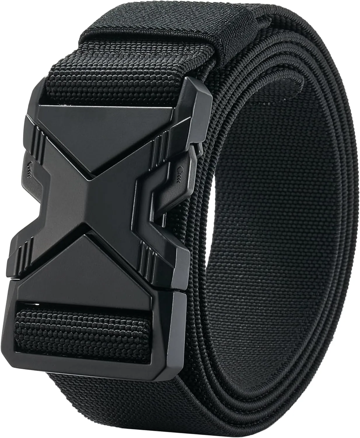 LionVII Heavy Duty Quick Release Belt, Elastic Stretch 1.5" Web Work Belts with Alloy Buckle for Waist Size 28-48"