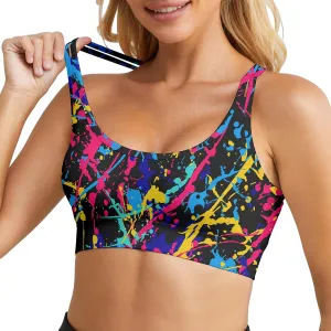 Longline Sports Bras Padded Pattern Workout Tank Tops Theme Party Outfit Crop Top Costumes for Women
