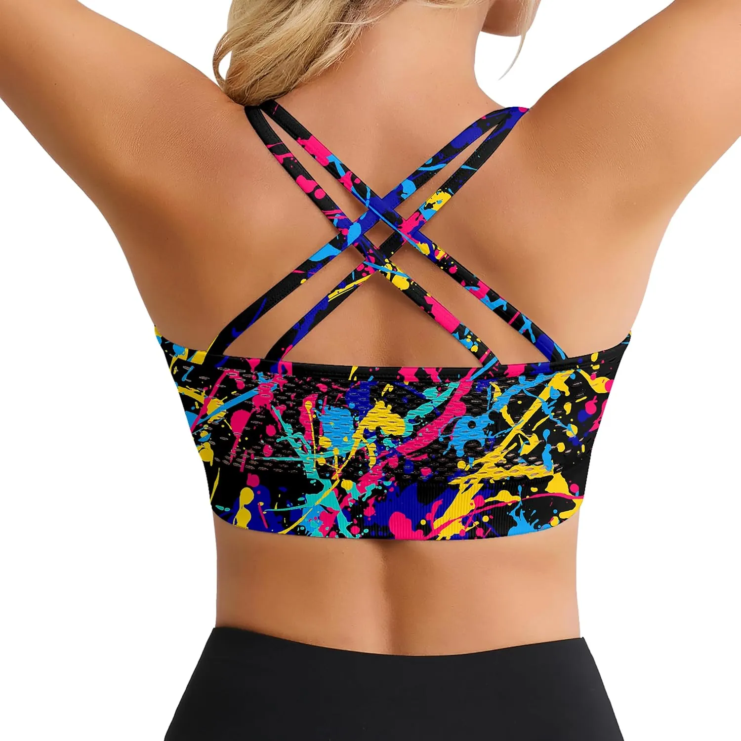 Longline Sports Bras Padded Pattern Workout Tank Tops Theme Party Outfit Crop Top Costumes for Women