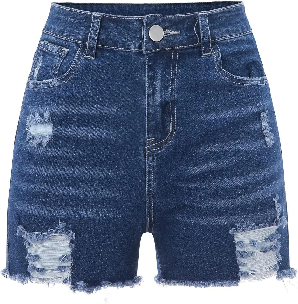 Lpmadey Women Casual High Waisted Denim Shorts Frayed Raw Hem Ripped Jeans Shorts Distressed Jean Shorts Stretchy Short Jeans