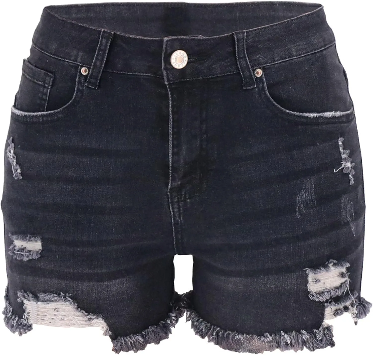 Lpmadey Women's Summer High Waisted Denim Shorts Frayed Raw Hem Casual Short Jeans Stretchy Ripped Denim Jeans Shorts