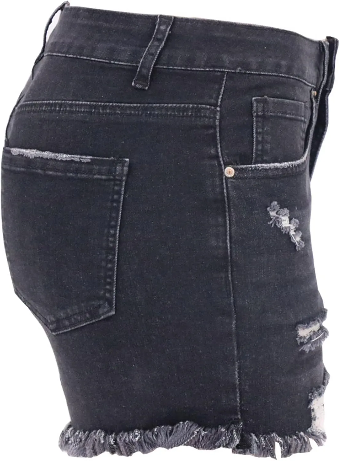 Lpmadey Women's Summer High Waisted Denim Shorts Frayed Raw Hem Casual Short Jeans Stretchy Ripped Denim Jeans Shorts