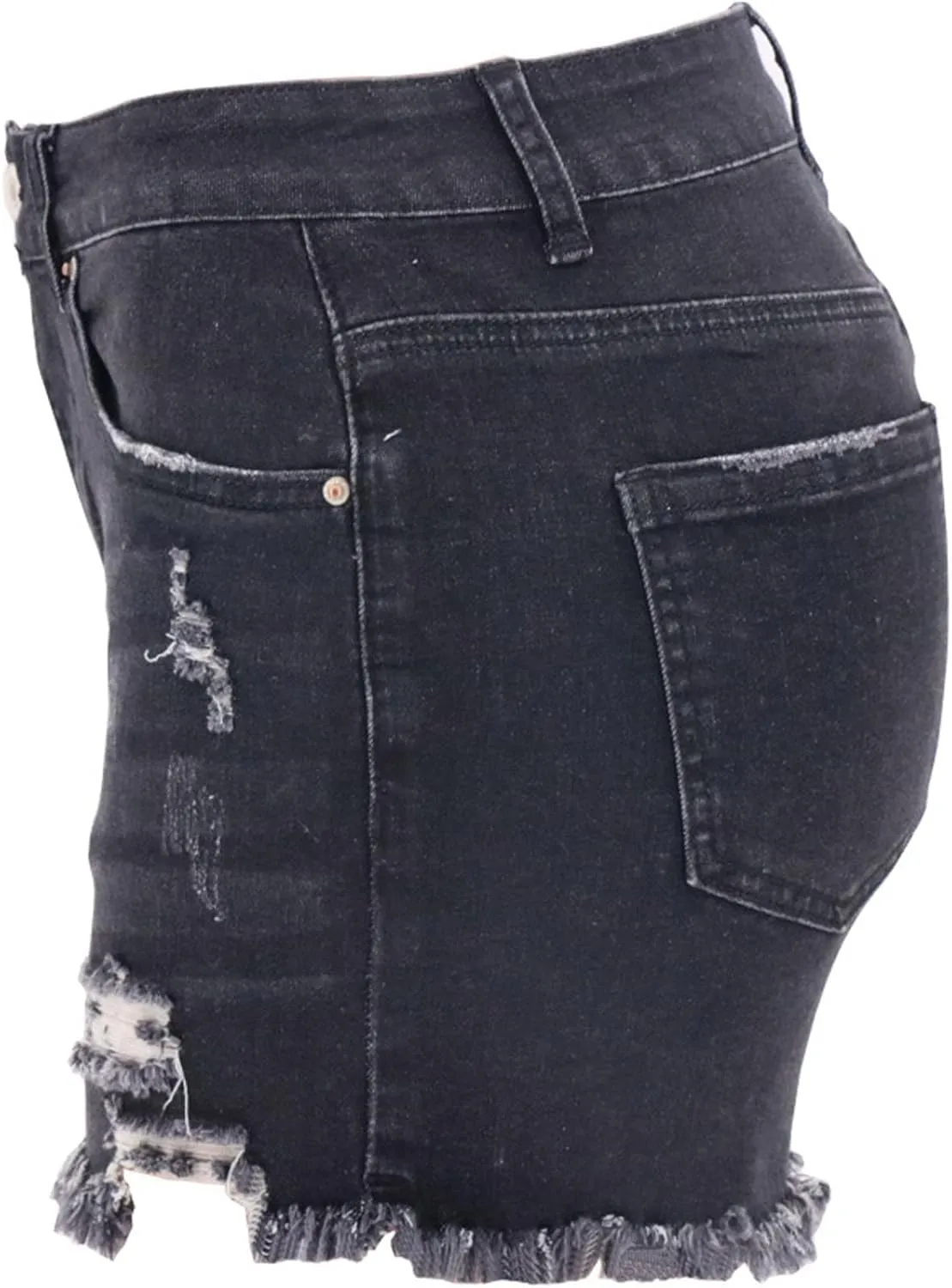Lpmadey Women's Summer High Waisted Denim Shorts Frayed Raw Hem Casual Short Jeans Stretchy Ripped Denim Jeans Shorts