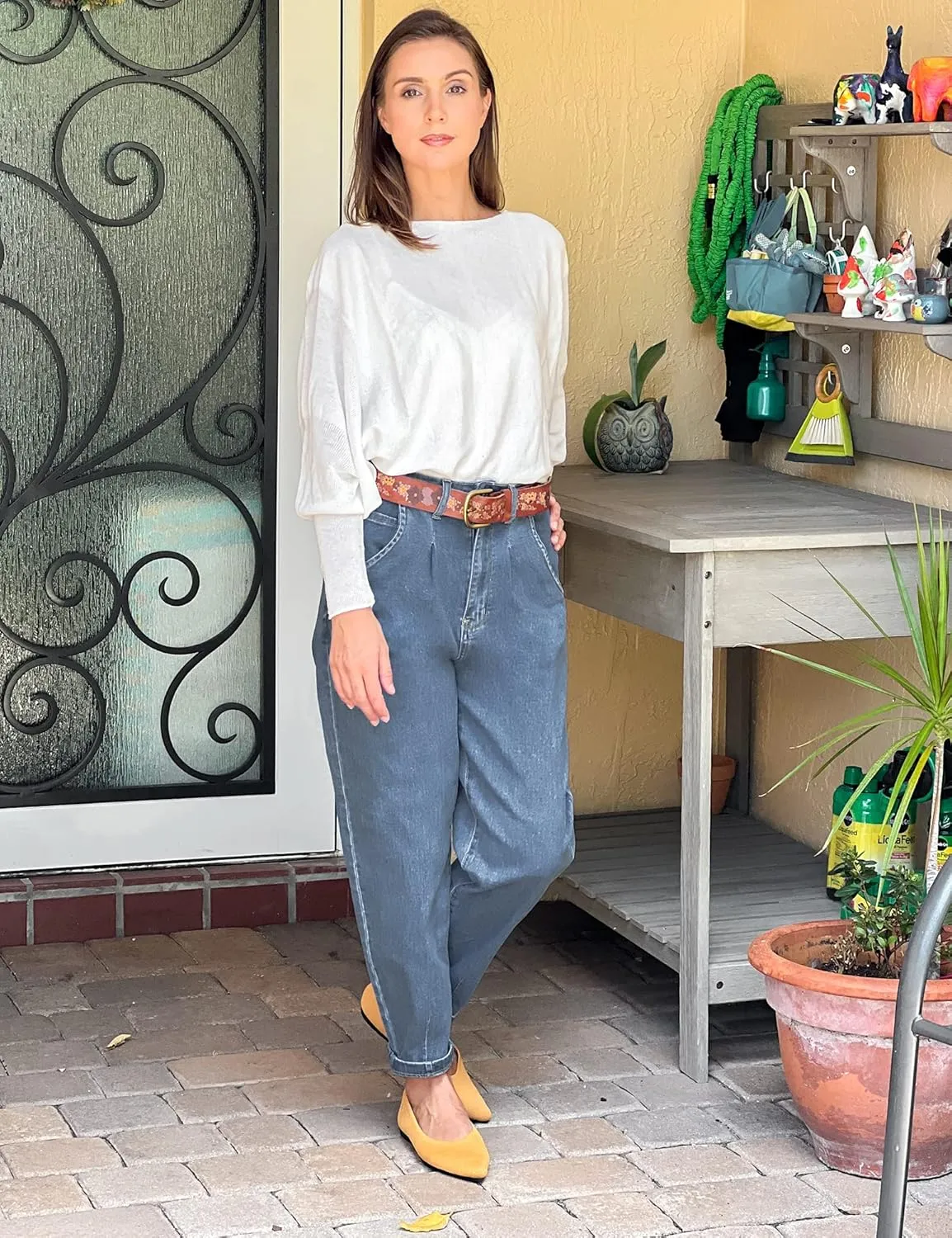 luvamia Mom Jeans for Women Trendy High Waisted Stretchy Loose Jeans for Women Denim Pants