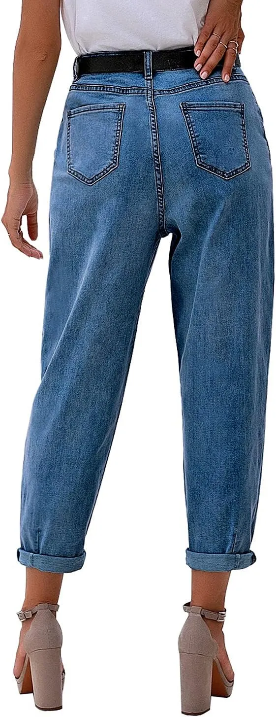 luvamia Mom Jeans for Women Trendy High Waisted Stretchy Loose Jeans for Women Denim Pants