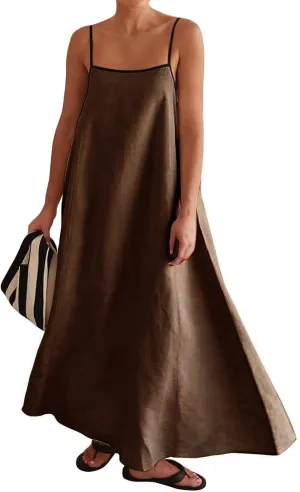 Maxi Dresses for Women 2025 Sundress Loungewear Sleeveless Halter Dress Summer Flowy Swing Dresses Elegant 2025